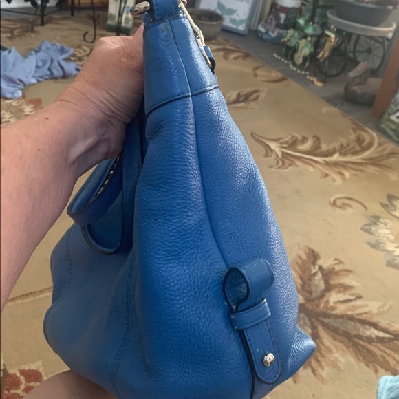 Coach Royal Blue Tote with Silver Accents and unbranded bag charm. - Picture 7 of 8